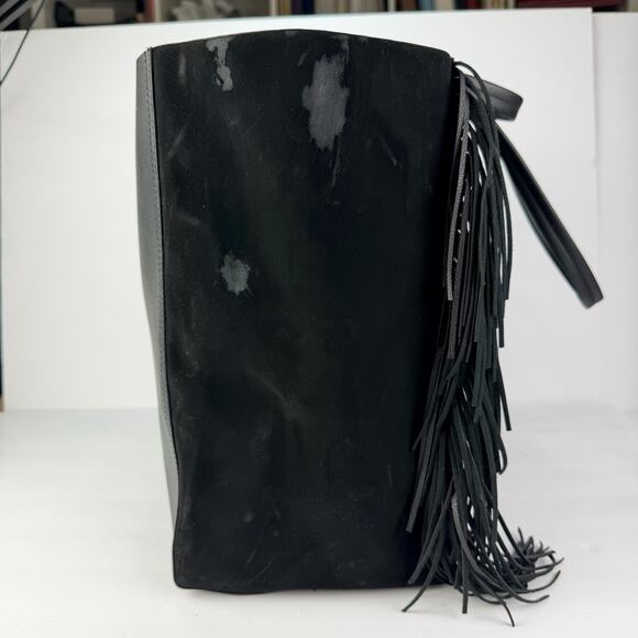 Victoria's Secret boho black fringe Vegan Leather XL Weekend tote bag - Picture 8 of 12